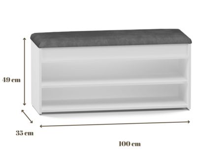 Zoana 2p blanc, etagere chaussure, 35 x 49 x 100 cm