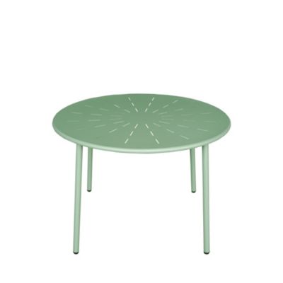 Zola - Table à manger de jardin 4 personnes ronde en métal  - Vert