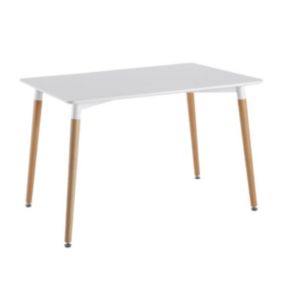 ZURI - Table Rectangulaire Blanche et Pieds effet Bois