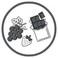 Tache de chocolat, de thé, de fruits rouges, tomates, raisin et épices en poudre