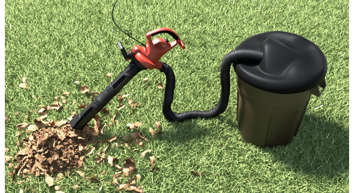 Aspirateur souffleur connecté à une poubelle