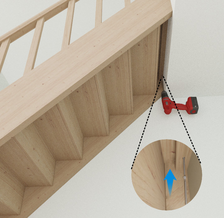 Fixer l'escalier au mur