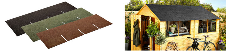 Bardeaux bitumé et cabanon en bois avec bardeaux sur toit