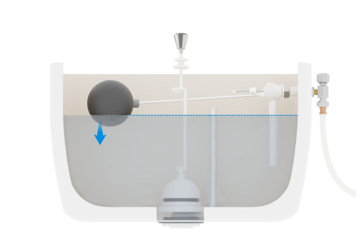 Schéma cuve chasse d'eau avec système à levier
