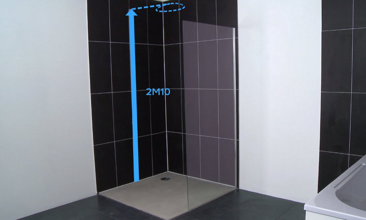 Illustration de la hauteur de pose d'une colonne de douche