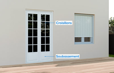 Schéma d'illustration des croisillons et d'un soubassement sur une porte-fenêtre
