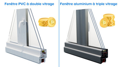 Illustration du coût d'une fenêtre selon le type de vitrage