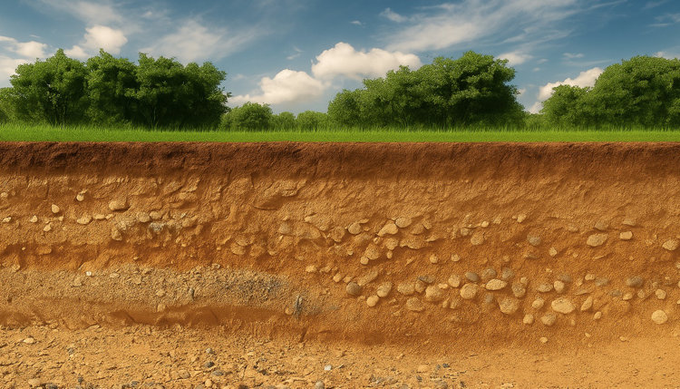 Schéma de coupe de la terre