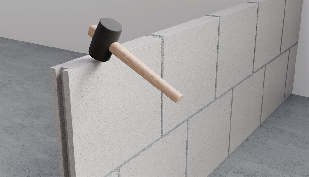 Illustration du montage d'une cloison en béton cellulaire