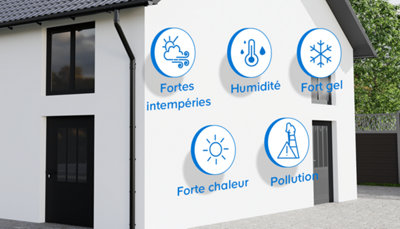 Illustration des conditions météo que supporte une façade de maison