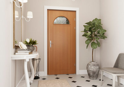 Porte d'entrée coloris bois naturel