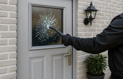 Illustration d'un e tentative d'effraction sur une porte d'entrée