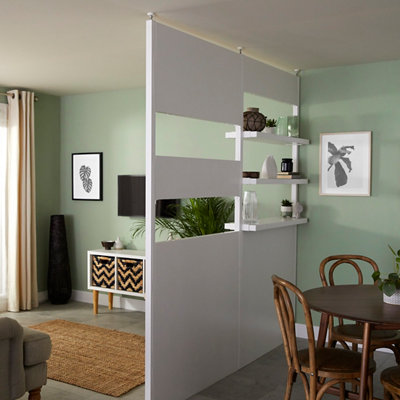 Cloison de séparation blanche avec espace de rangement déco