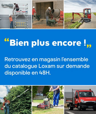 Bandeau cliquable vers le service location de matériel avec notre partenaire Loxam