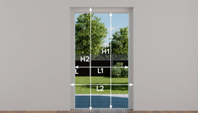 Schéma de la prise de mesure d'une porte d'entrée en feuillure