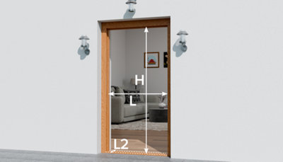 Schéma de la prise de mesure d'une porte d'entrée en rénovation