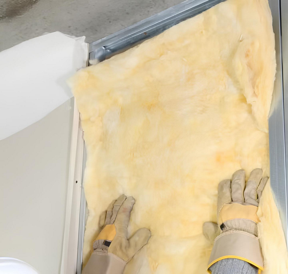Application d'un isolant sur un mur