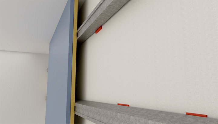 Vue de côté d'une isolation thermique d'un mur