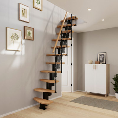Escalier gain de place bois et noir