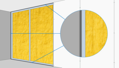 Zoom ossature métallique mur avec isolant