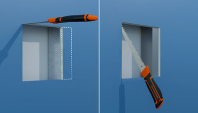 Découpe mur avec scie à guichet