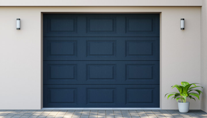 Porte de garage bleu foncé