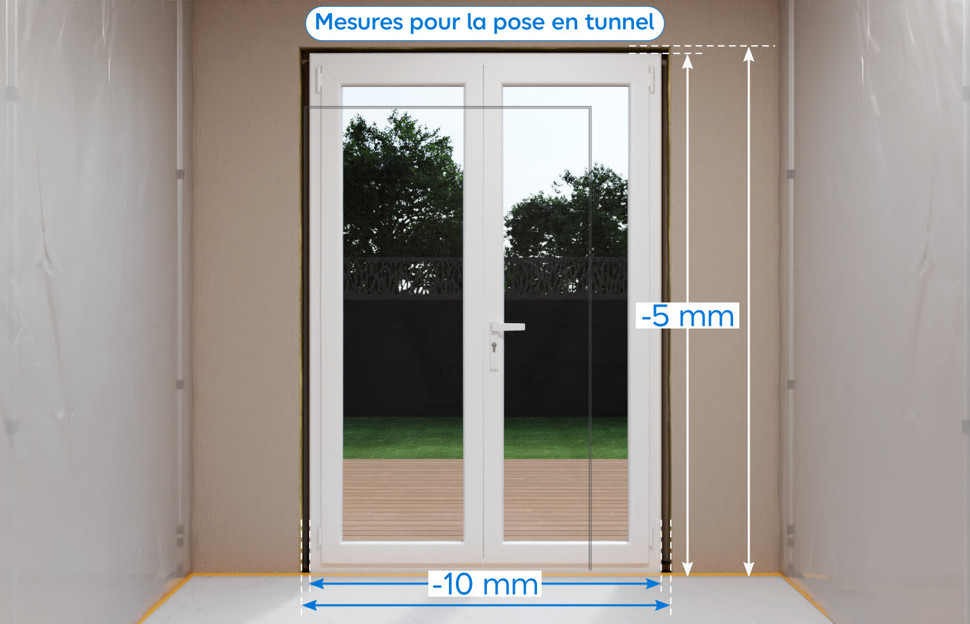Illustration des mesures pour la pose en tunnel