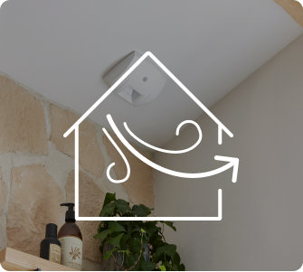 Pictogramme d'une flèche courant d'air dans maison