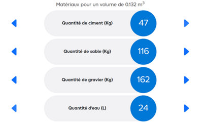 Pour la fabrication de béton, quatre lignes de résultats seront apparentes et pour le mortier seulement trois.
