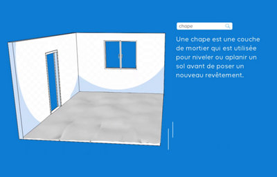 La chape est la fine couche de mortier qui est coulée sur une dalle en béton