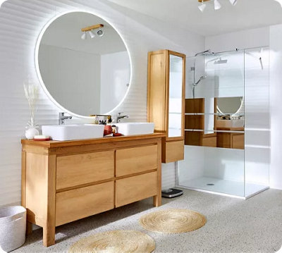 Meuble Salle De Bain Ancien Avec Vasque - Bois Massif Marron 90x60cm