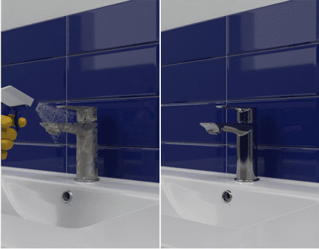 Avant/après le nettoyage d'une salle de bains