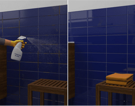 Illustration d'un nettoyage de carrelage mural