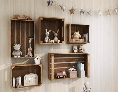 Cassette en bois de rangement étagère