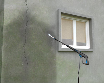Nettoyage du mur au nettoyeur haute pression
