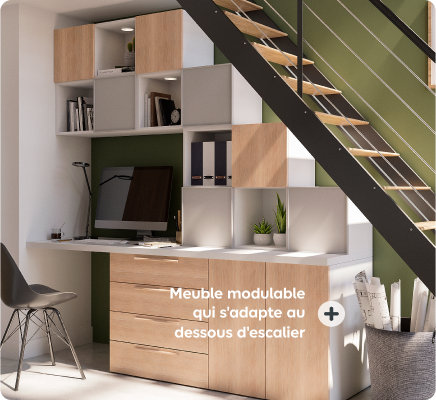 Meuble modulable qui s'adapte au dessous d'escalier
