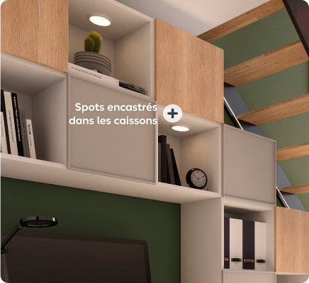 Spots encastrés dans les caissons