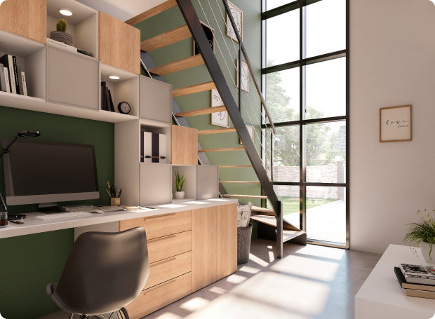 Comment organiser l'espace d'un bureau sous escalier