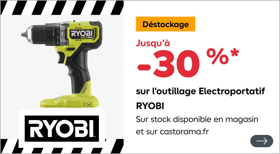 Déstockage jusqu'à -30% sur l'outillage électroportatif Ryobi
