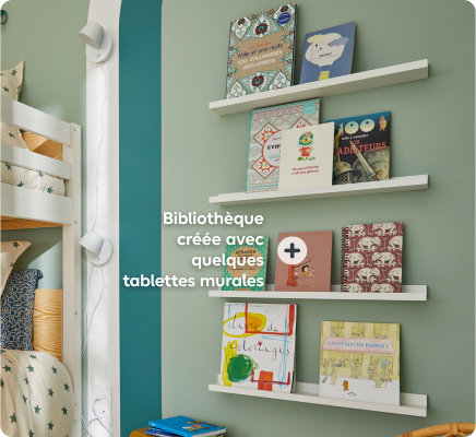 Bibliothèque créée avec quelques tablettes murales