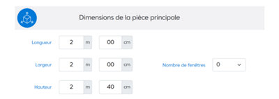 Dimensions de la pièce principale