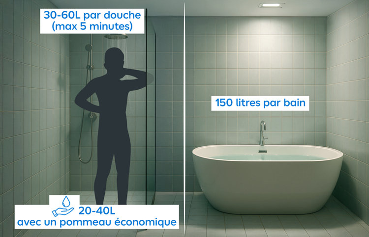 Consommation d'eau dans la salle de bain