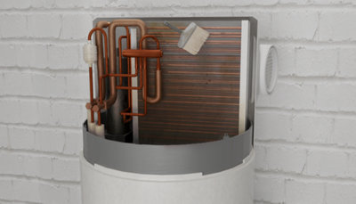 Intérieur d'un chauffe-eau thermodynamique