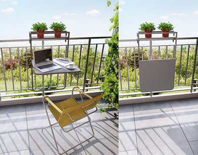 Un bureau aménagé sur un balcon