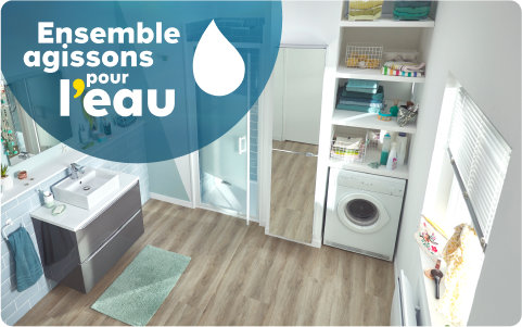 Logo Ensemble agissons pour l'eau sur salle de bains
