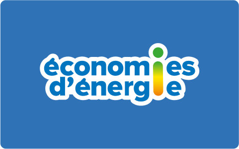 Logo économies d'énergie sur fond bleu