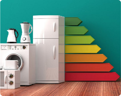 Étiquette énergie avec appareils électroménagers