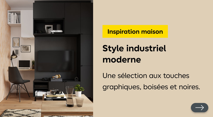 Style industriel moderne, une sélection aux touches graphiques, boisées et noires