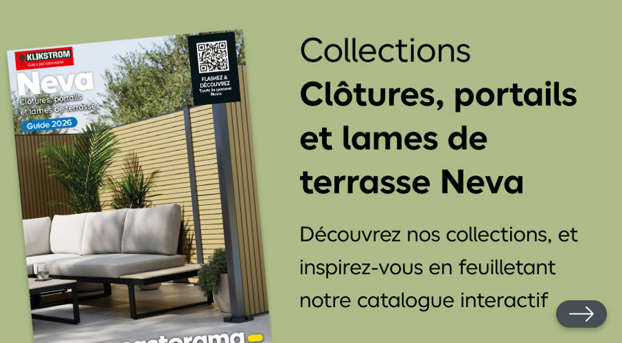 Collections clôtures, portails et lames de terrasse Neva