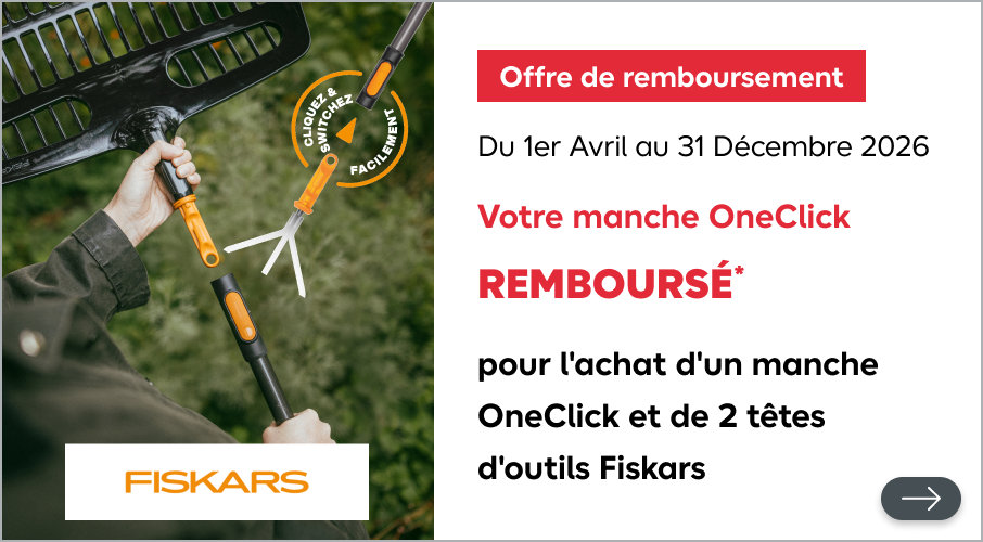 Votre manche OneClick pour l'achat d'un manche OneClick et de 2 têtes d'outils Fiskars